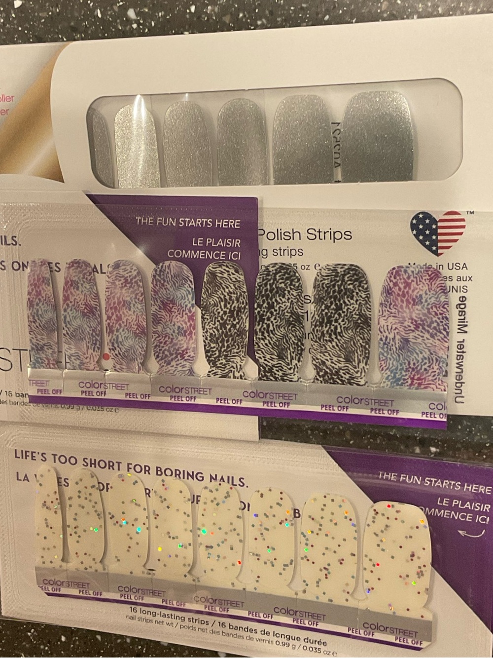 Color Street Silver Lust, Underwater Mirage, and Electric Orbit